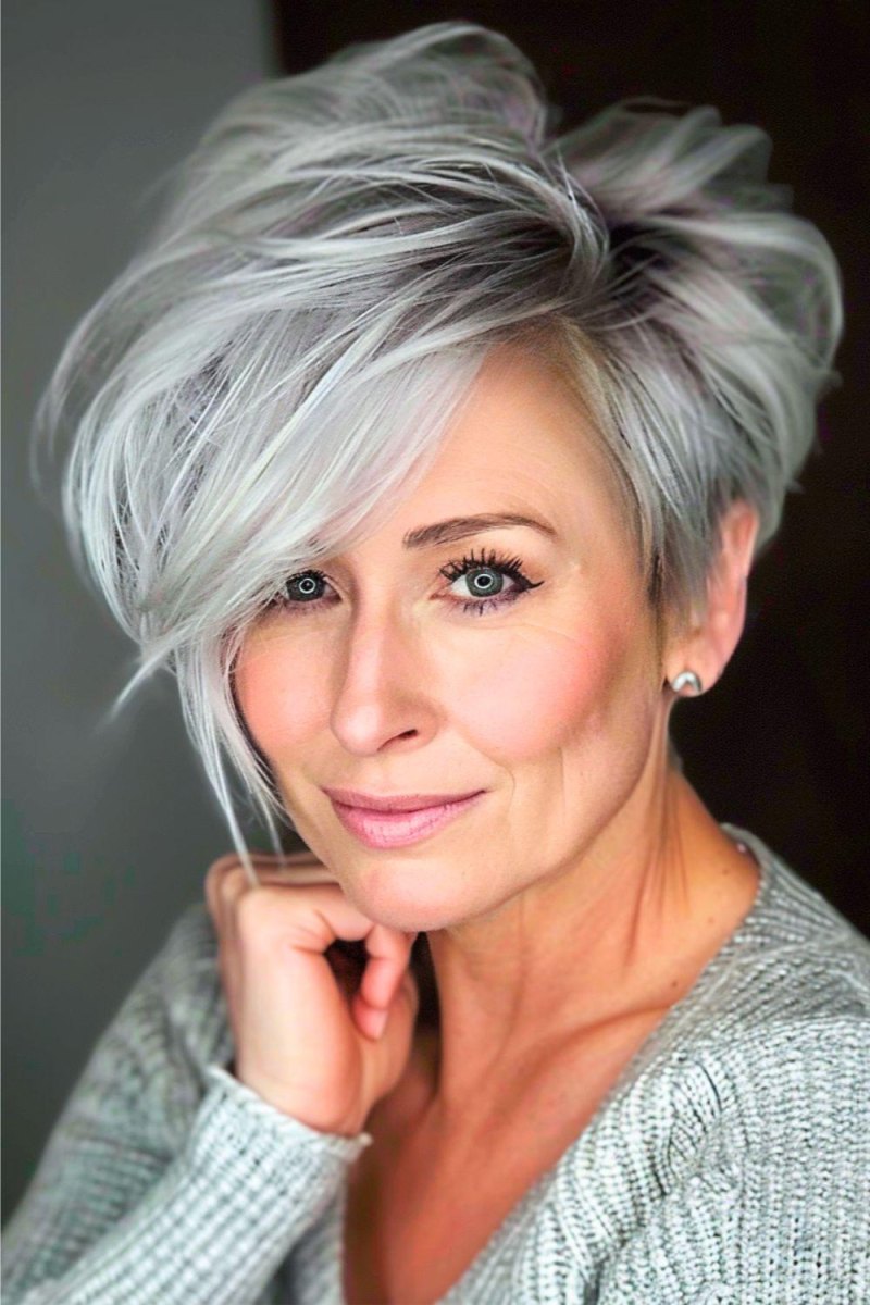 Asymmetrischer Pixie Cut Frau