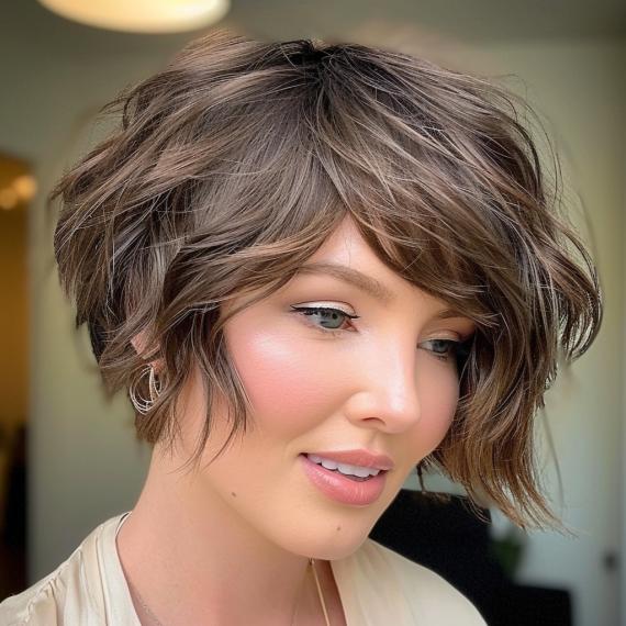 Lässiger Bixie Cut mit Wellen