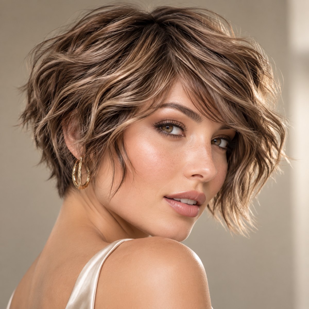 Glänzender Bixie Cut Wellen