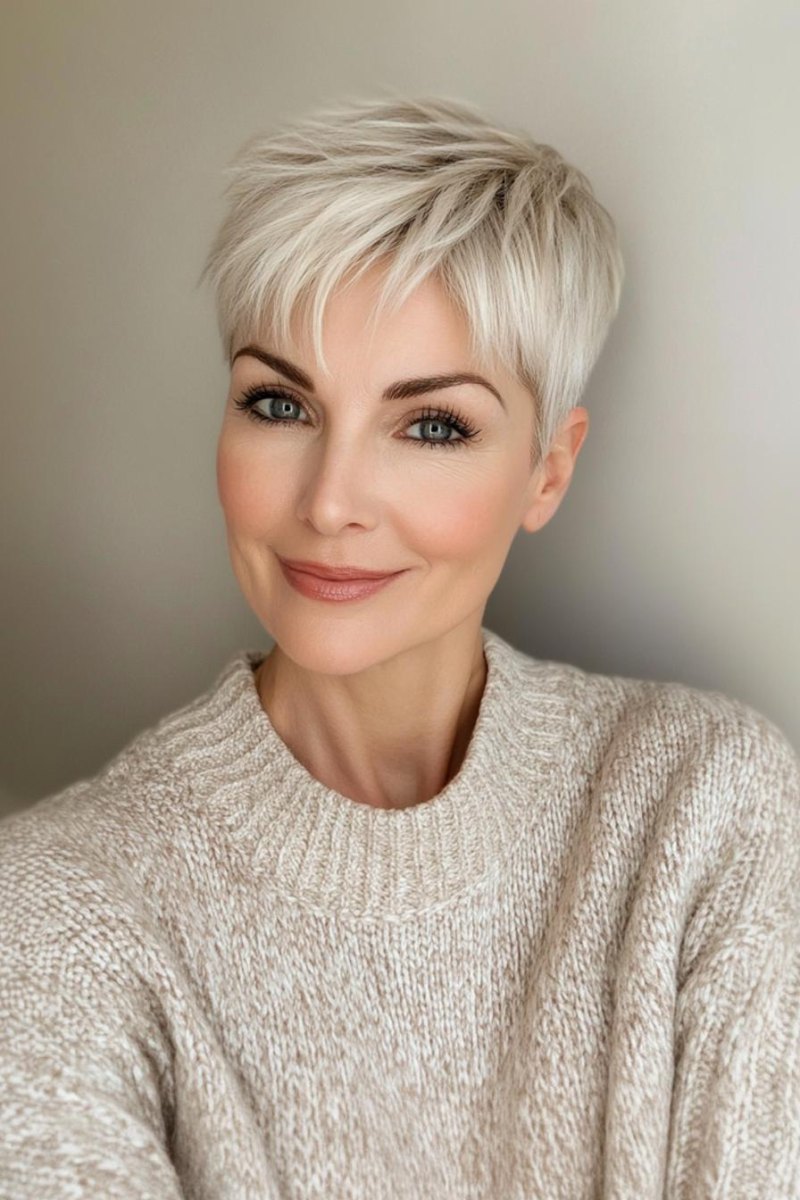 Blonder Pixie Cut Frau