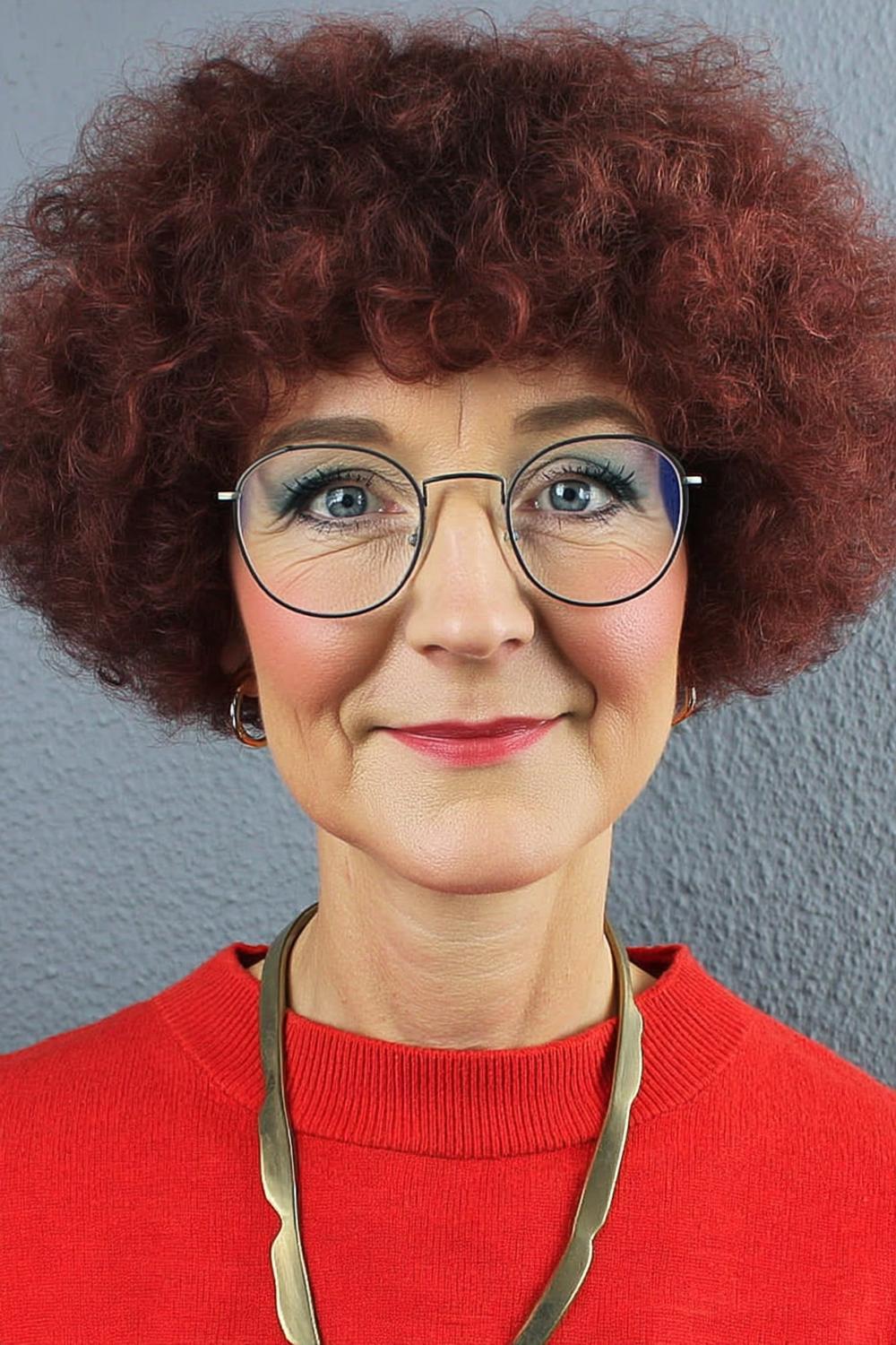 Lockiger Bob mit Brille