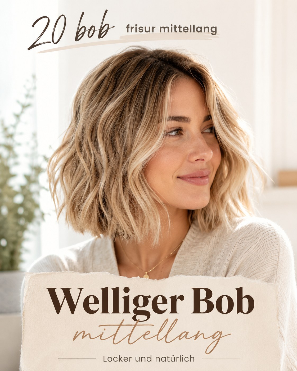 Welliger Bob mittellang mit natürlicher Textur und lockerem Wellenschwung im Alltag