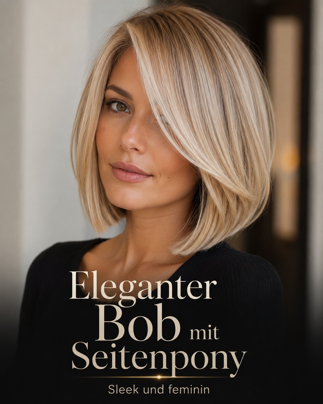Eleganter Bob mit Seitenpony wirkt sleek und feminin als mittellange Bob Frisur