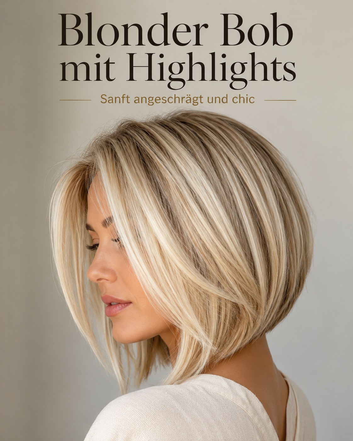 Blonder Bob mit Highlights und sanftem Anschnitt als schicke Variante der Bob Frisur mittellang