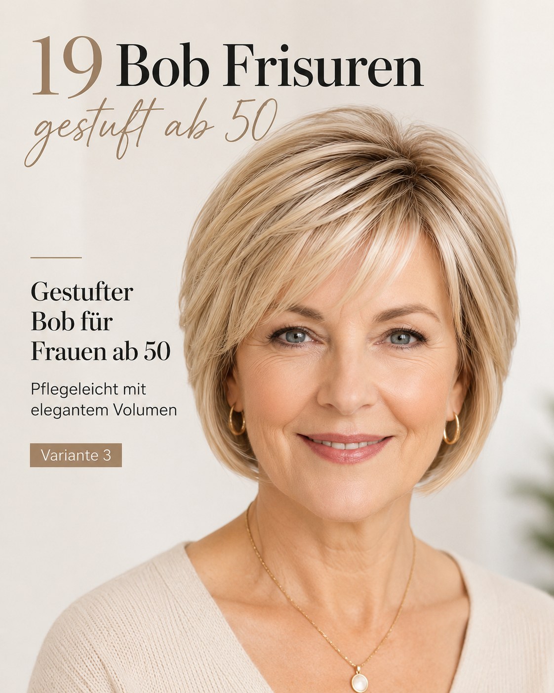 Pflegeleichter gestufter Bob ab 50 mit elegantem Volumen und natürlichem Mittelscheitel