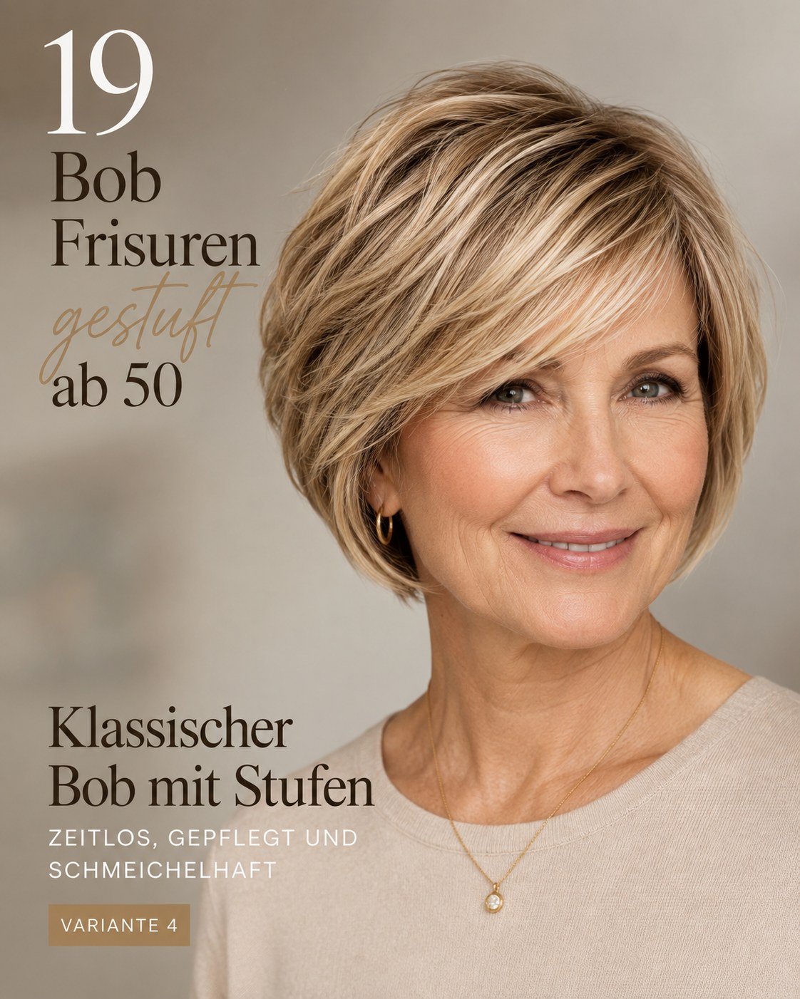 Klassischer gestufter Bob ab 50 in Kinnlänge, zeitlos und schmeichelhaft für jede Gesichtsform