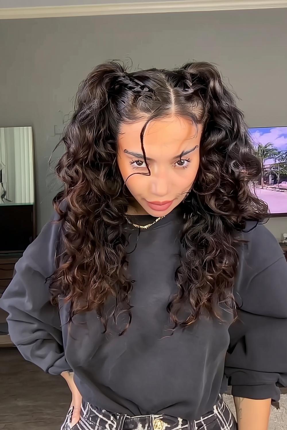 Lockige Space Buns perfekt