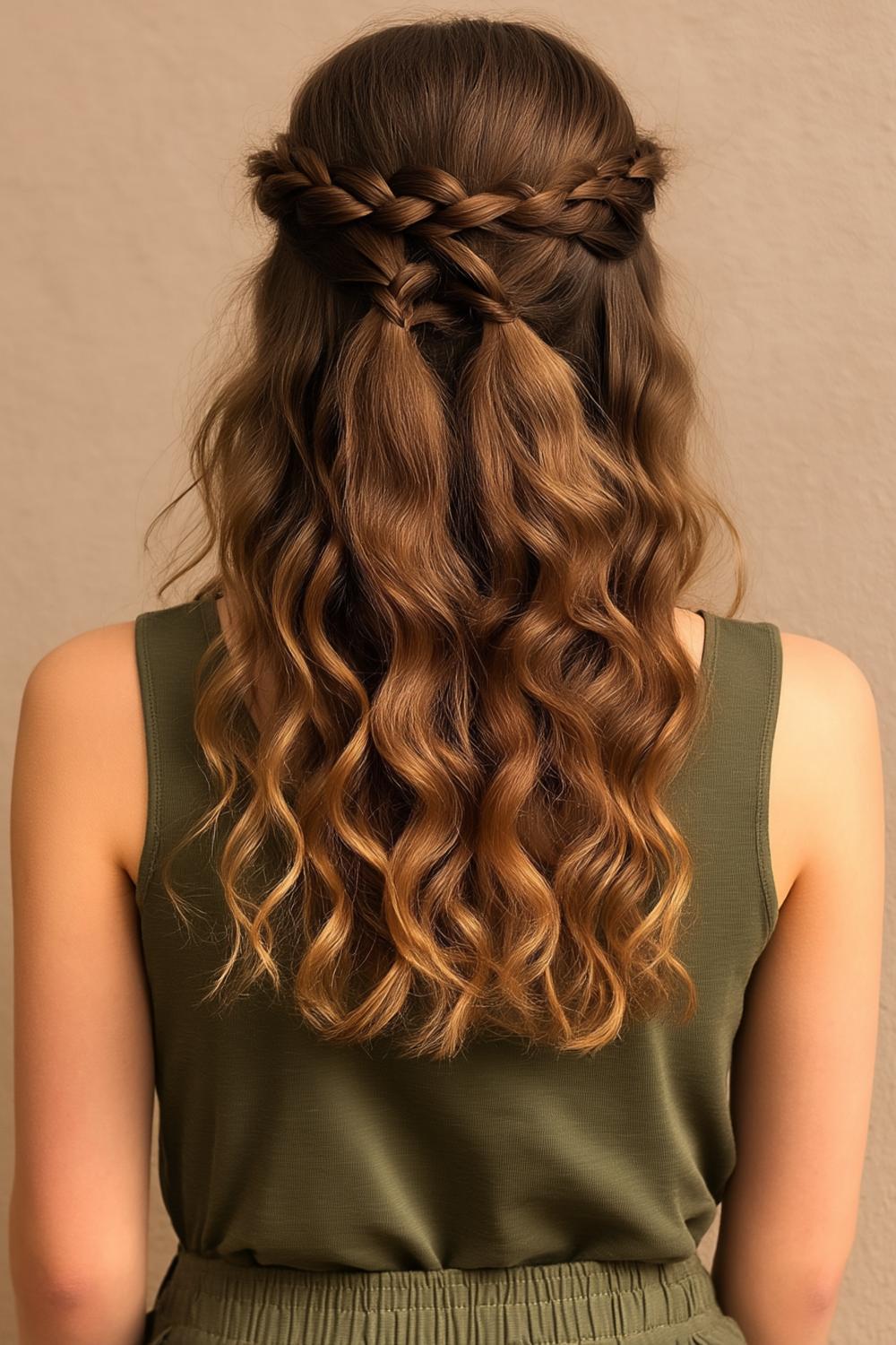 Romantische Flechtfrisur mit Locken