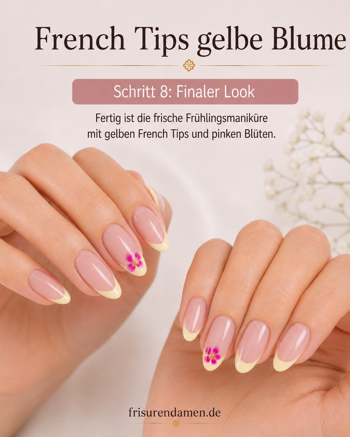 French Tips Gelbe Blume - Die Frühlingsmaniküre Zum