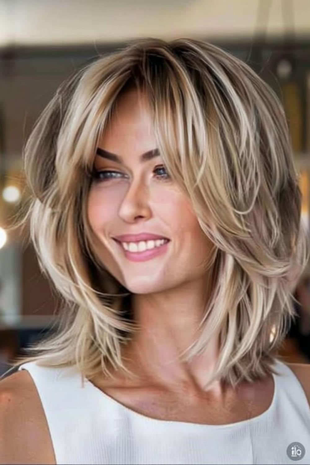 Blonde Stufen mit Bewegung