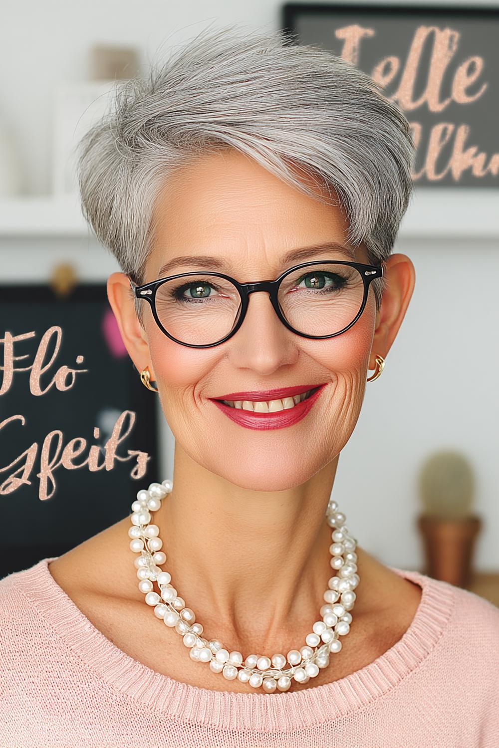 Silberne Eleganz mit Brille