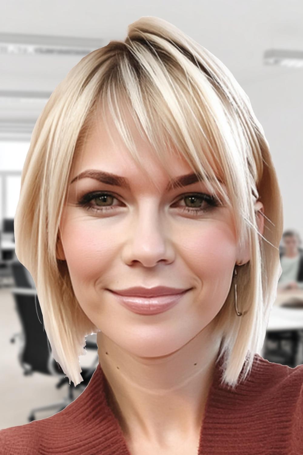 Platinblond mit sanftem Lächeln