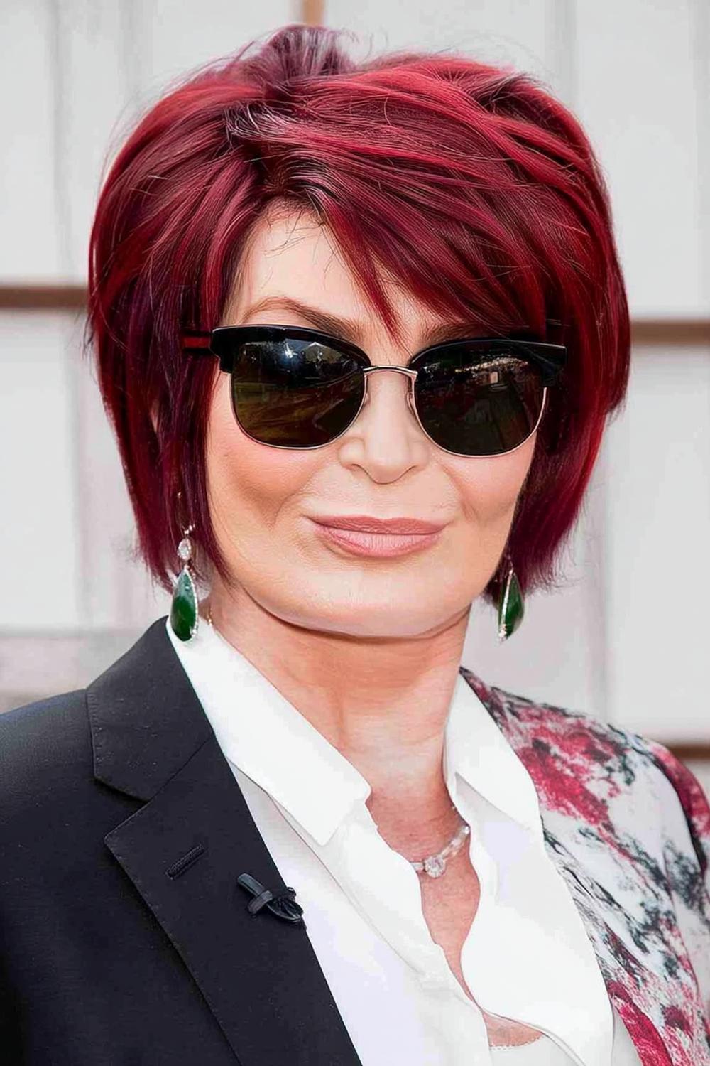 Rote Strähnen mit Sonnenbrille