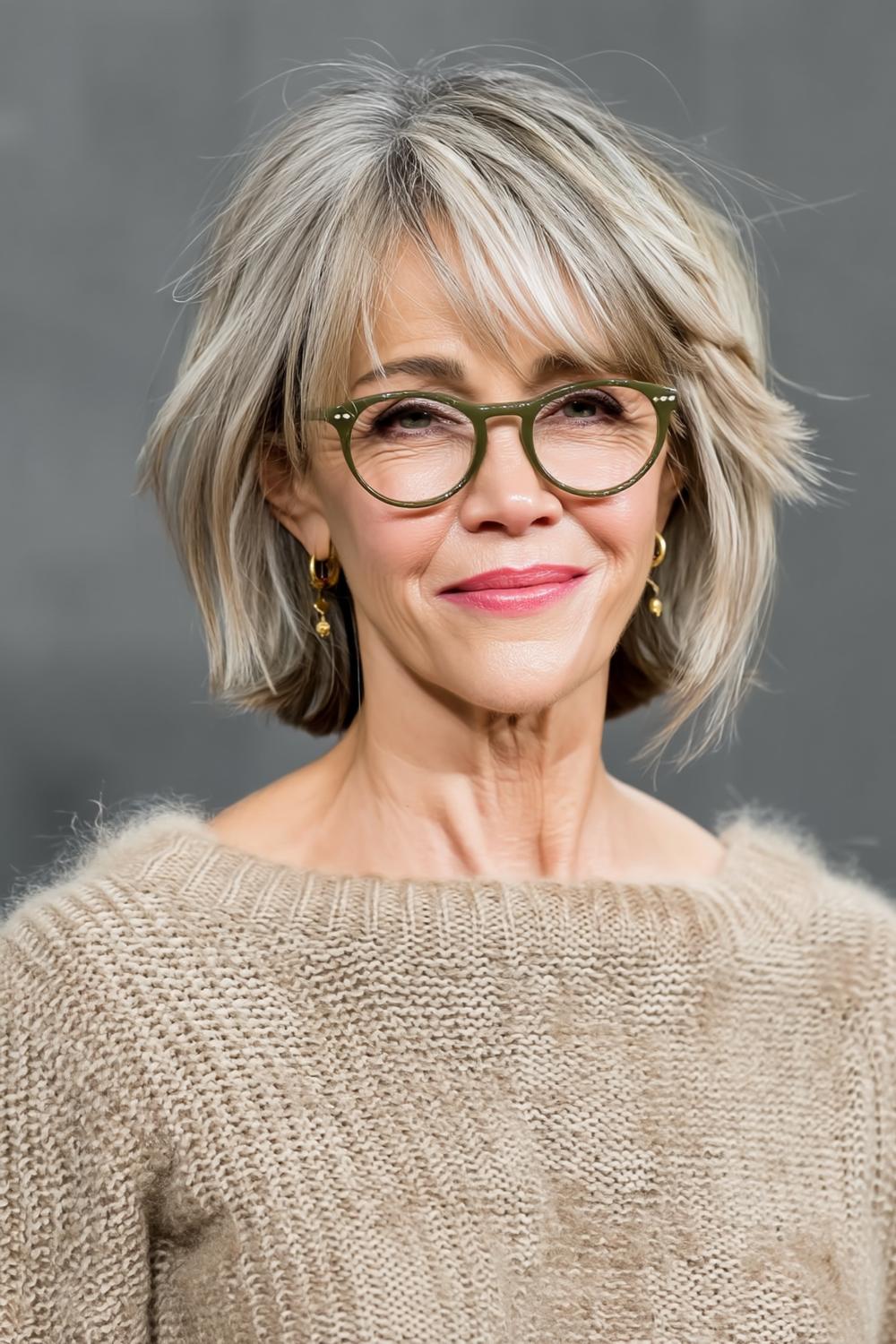 Brillenträgerin mit stilvollem Bob
