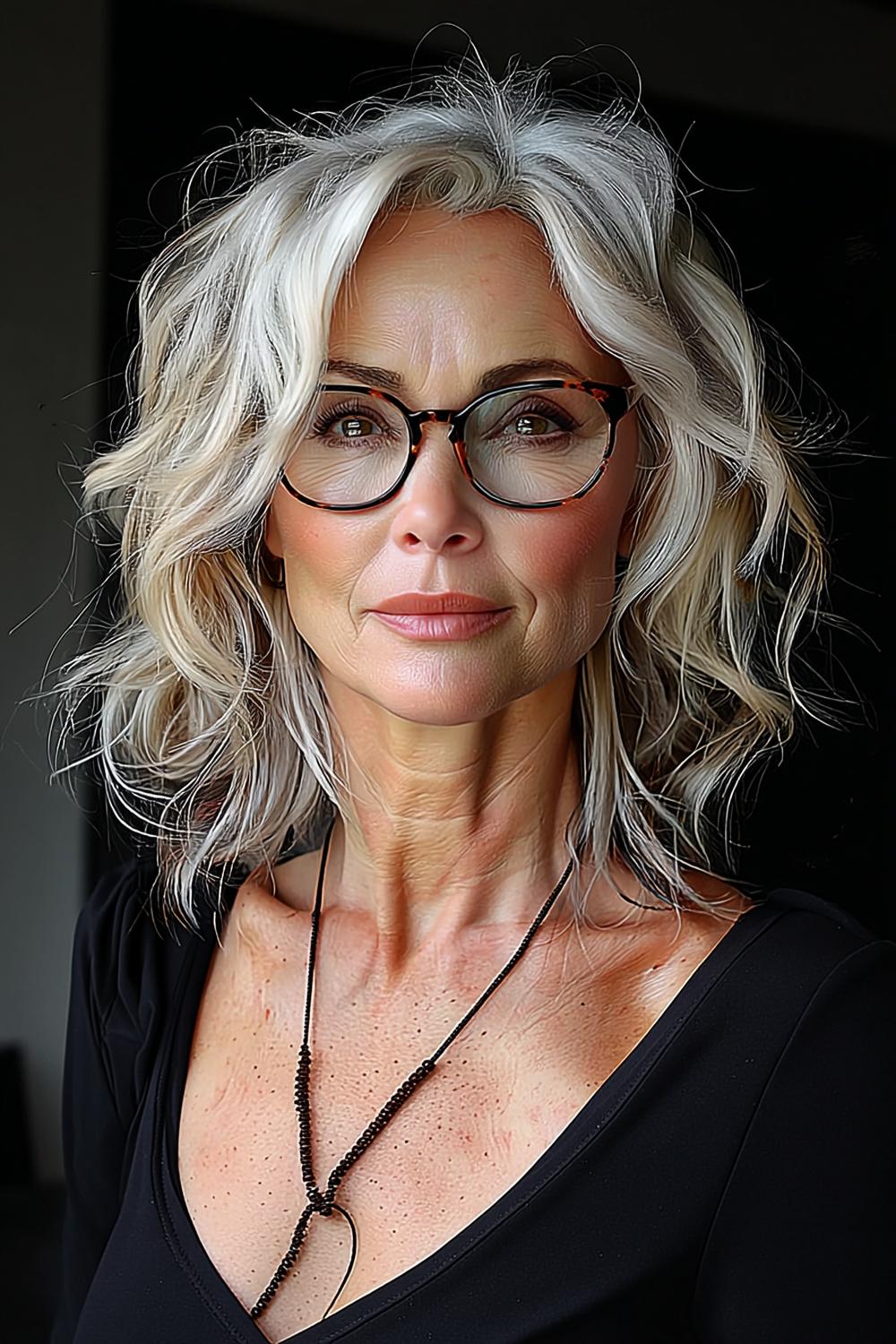 Silberne Wellen mit Hornbrille
