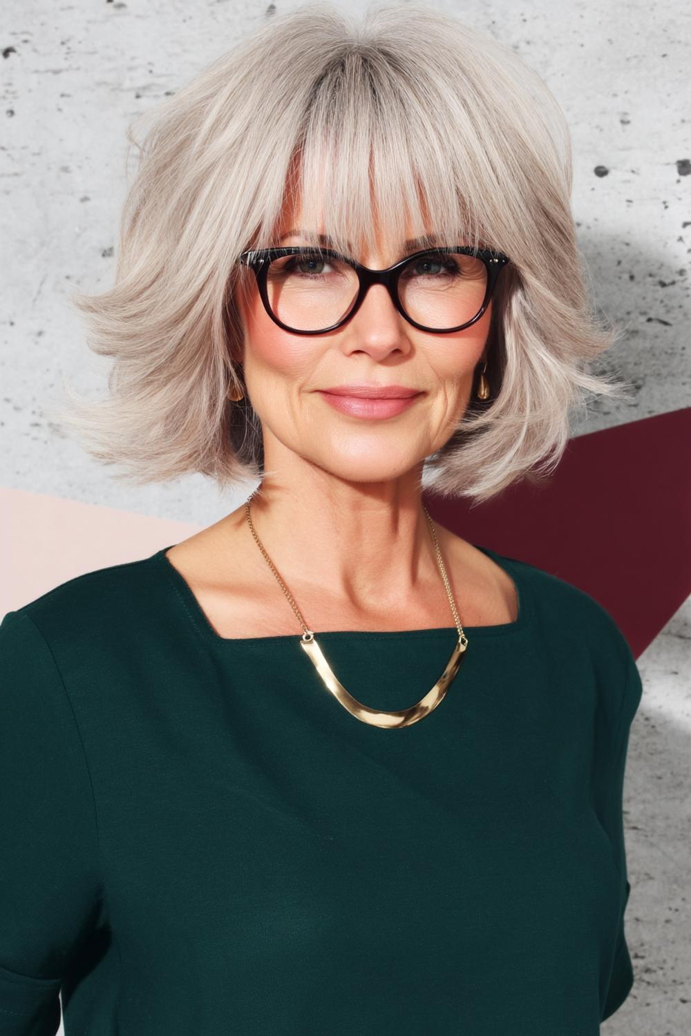 Silberner Shag mit Brille