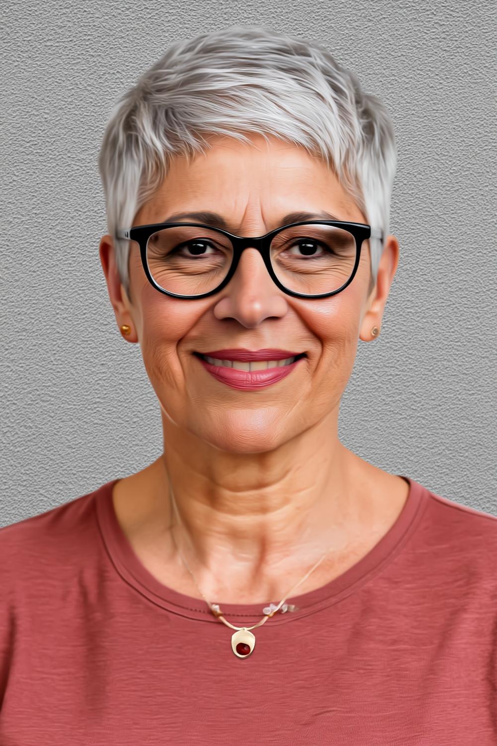 22 elegante Frisuren ab 50 mit Brille - dickes Haar