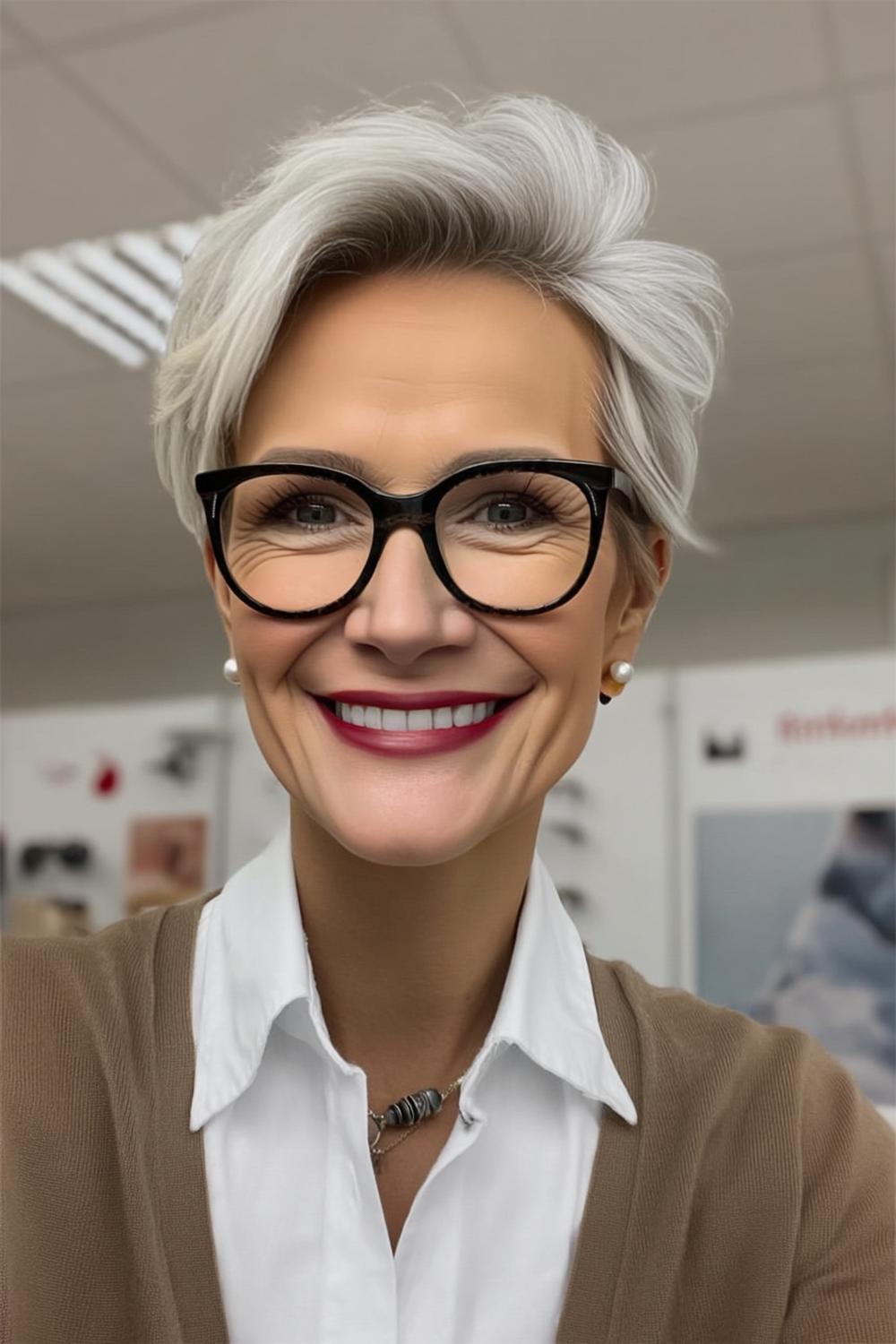 Strahlende Eleganz mit Brille