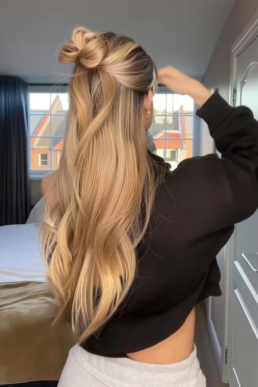 Half-Up Messy Bun