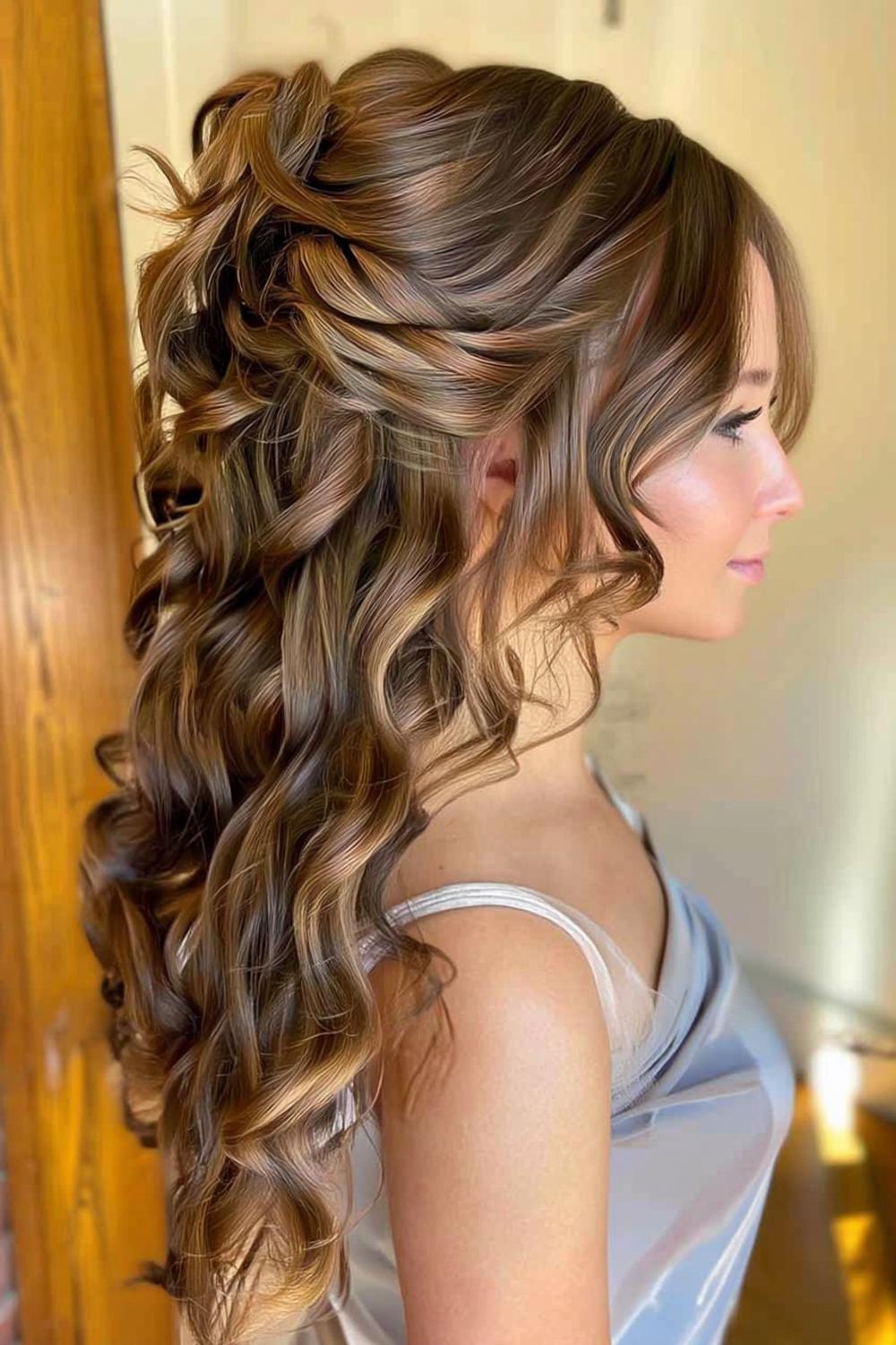 Seitliche Locken-Drapierung