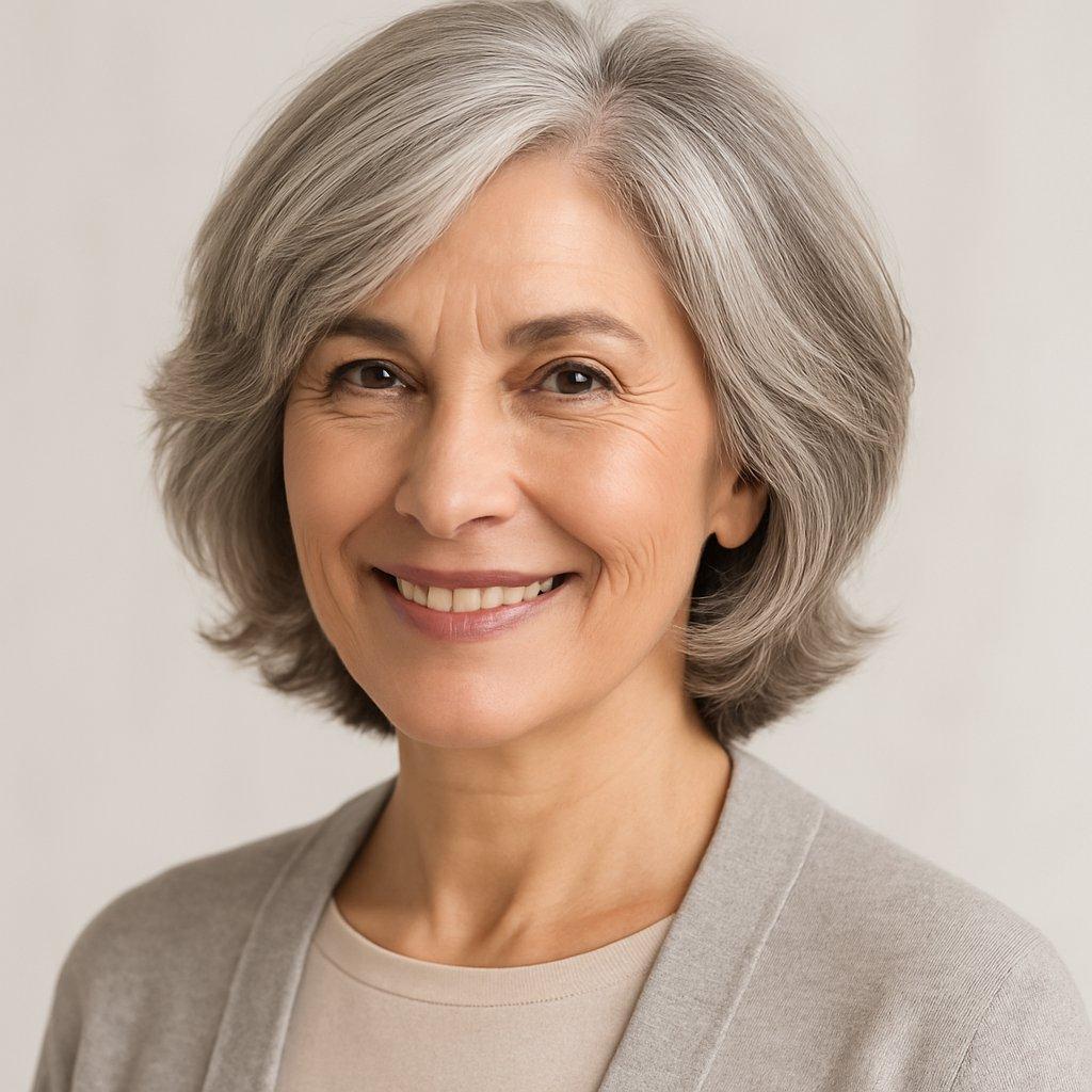 Grauer gestufter Bob elegant