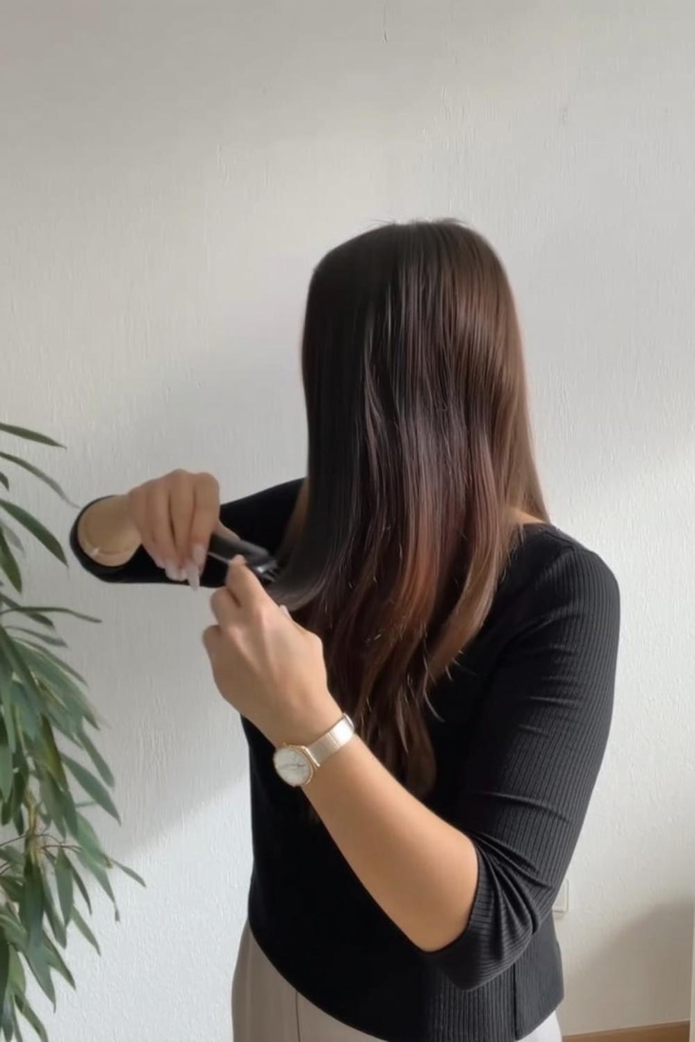 Glätteisen-Styling mit Haarklammern