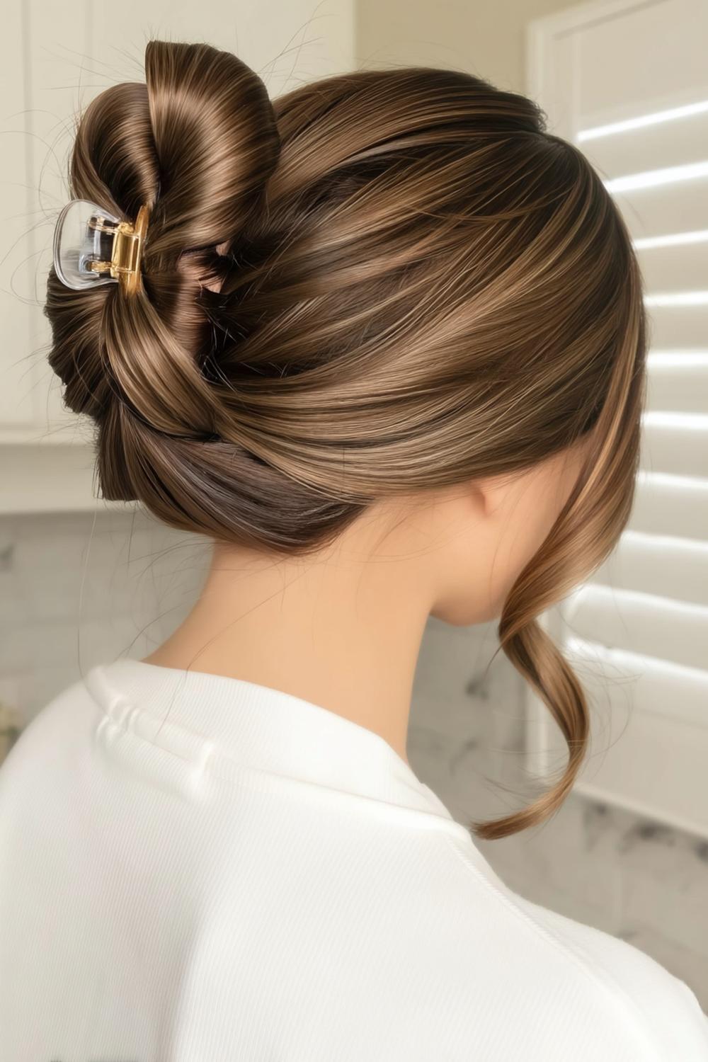 Perfekter Chignon mit goldener Klammer