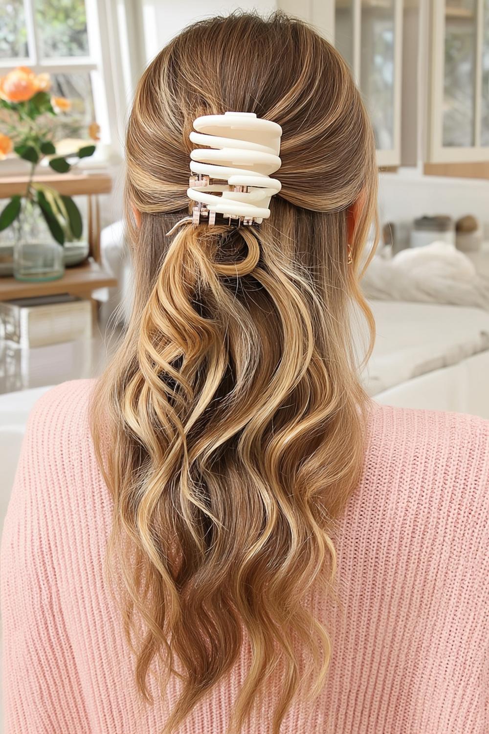 Weiße Spiralklammer für lockere Styles