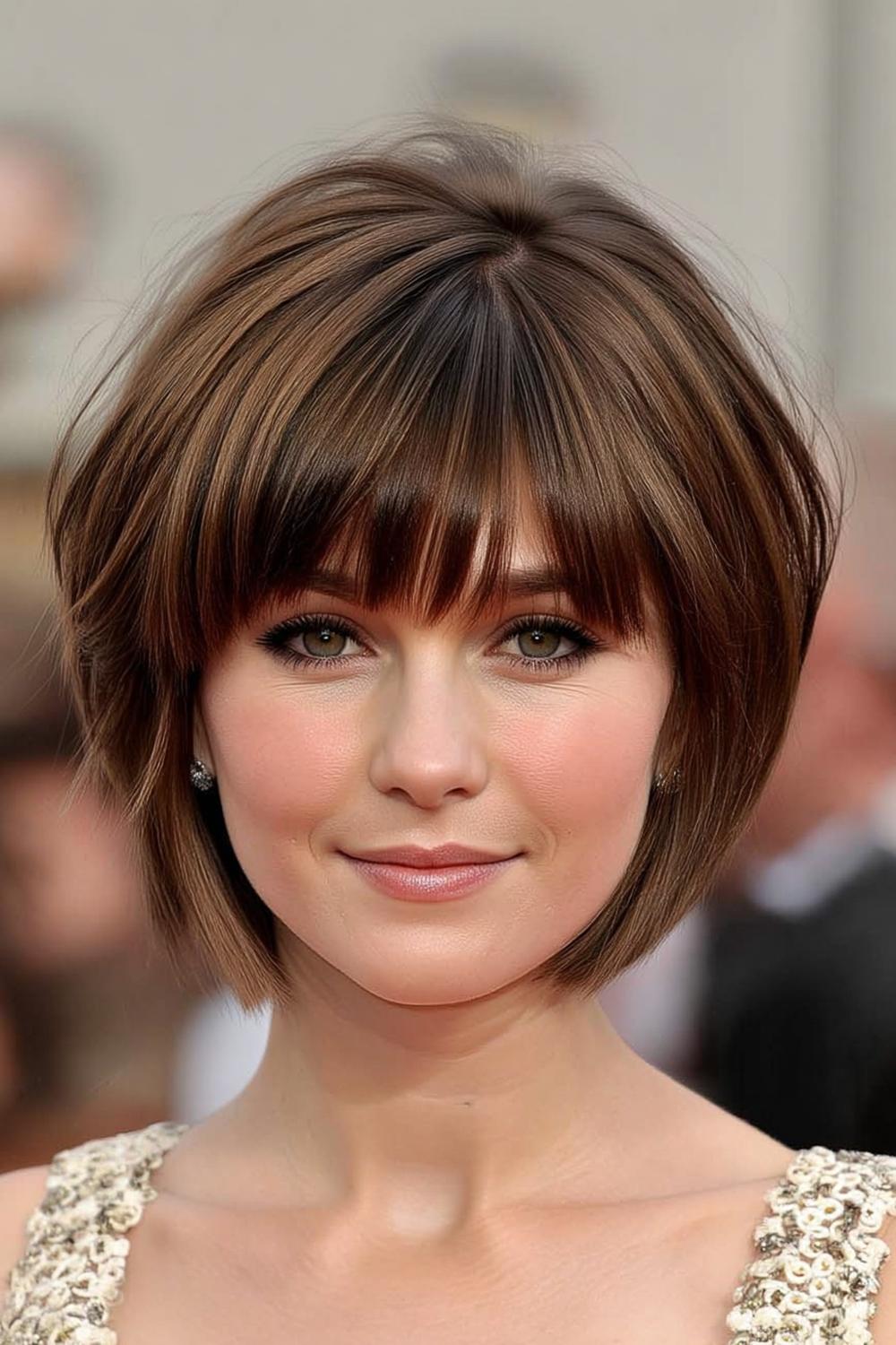 5. Texturierter French Bob mit soften Curtain Bangs für for hairstyles for short hair with bangs ideas