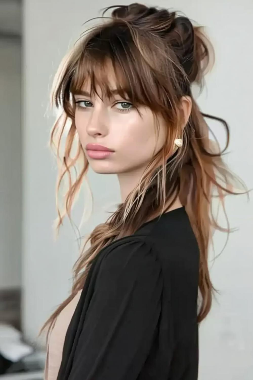 Messy Bun mit Face-Framing
