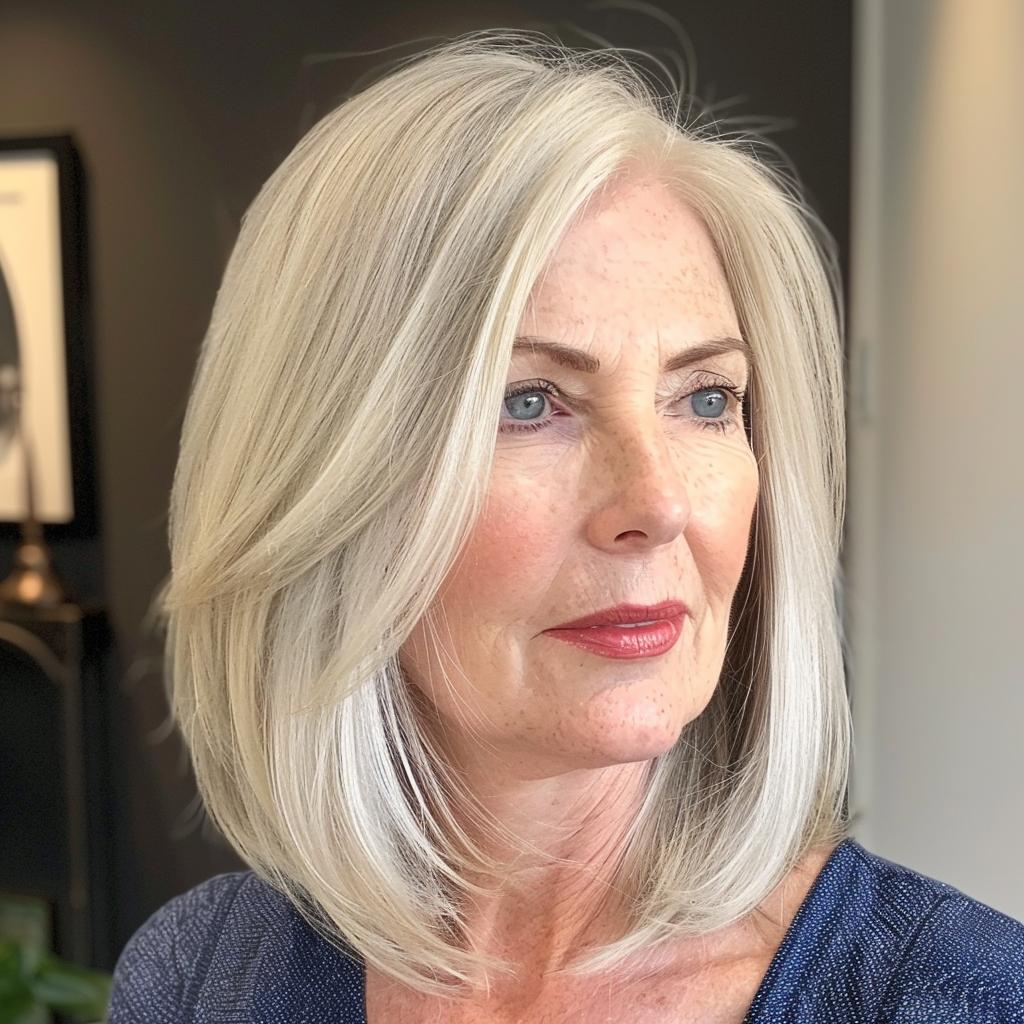 Long Bob feines Haar ab 50 mit modernen Ideen
