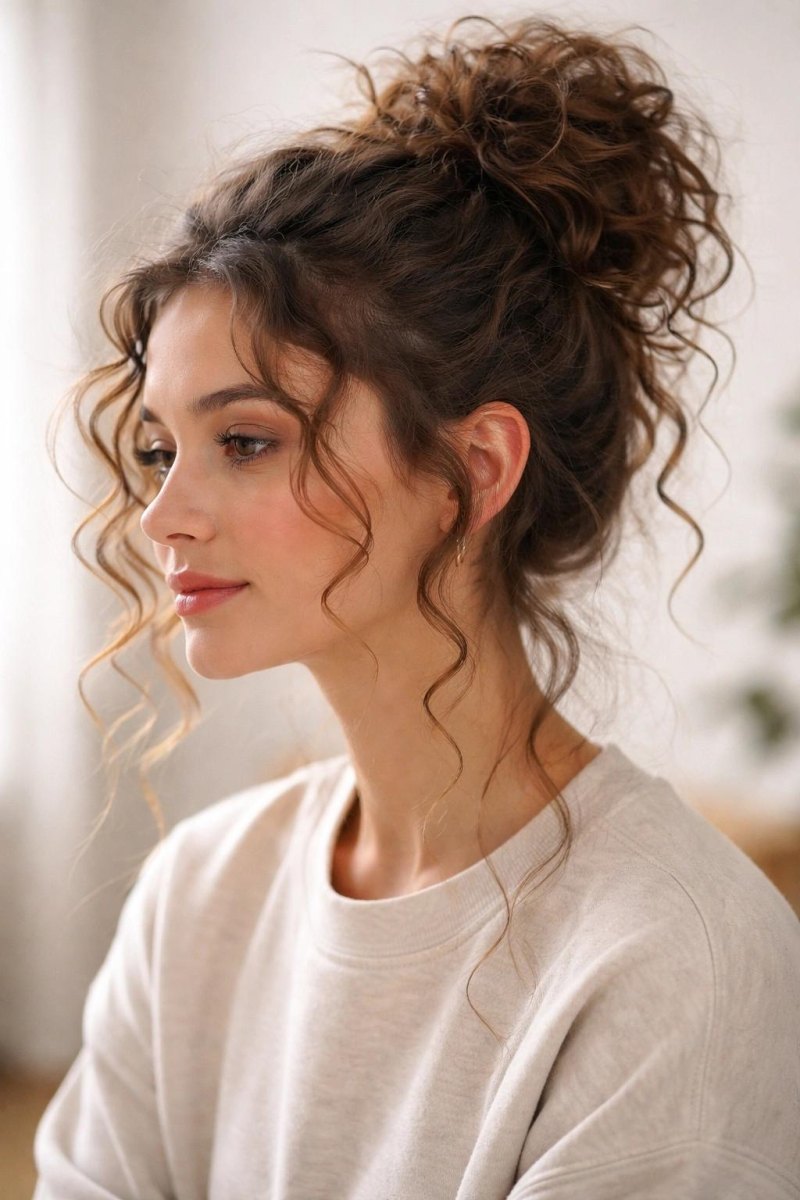 Boho Messy Bun mit Locken