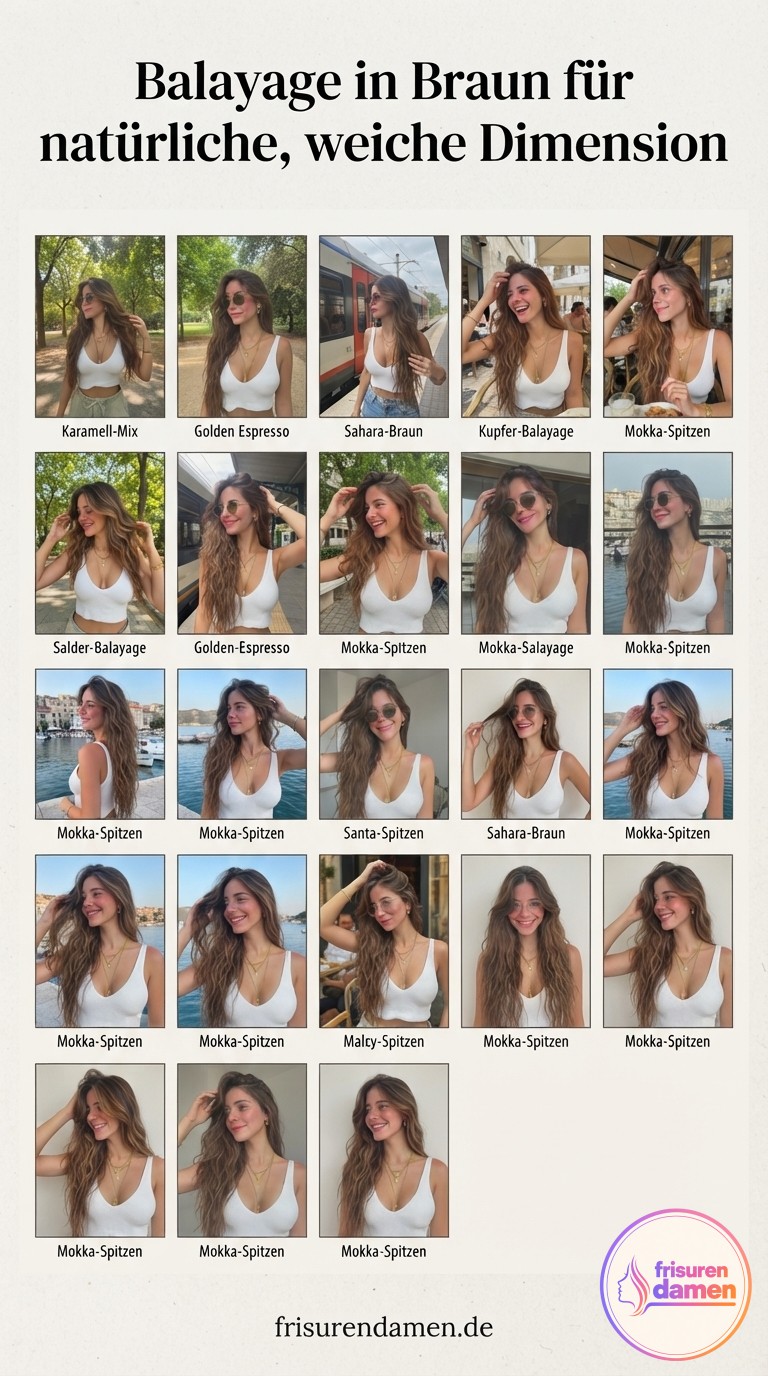 Balayage in Braun für natürliche, weiche Dimension