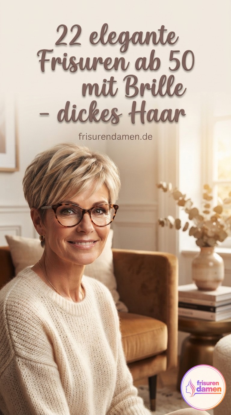 22 elegante Frisuren ab 50 mit Brille - dickes Haar