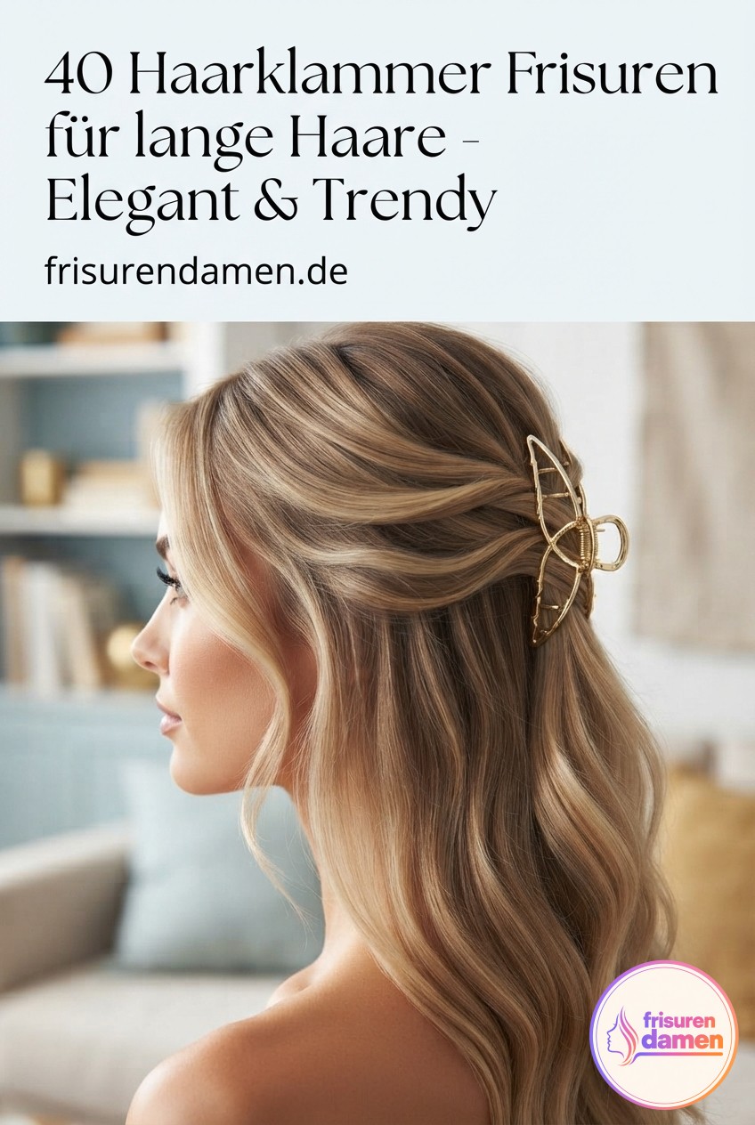 40 Haarklammer Frisuren für lange Haare - Elegant & Trendy