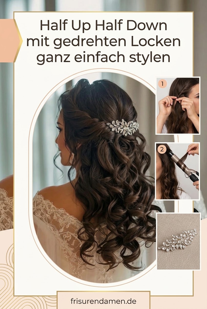 Half Up Half Down mit gedrehten Locken ganz einfach stylen