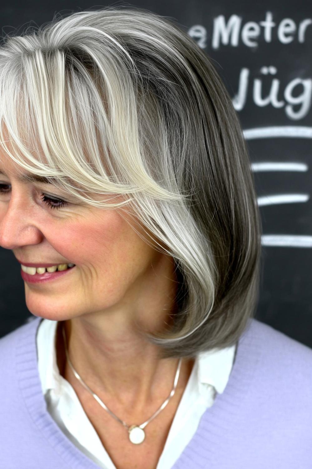 Blonde Strähnen im Profil