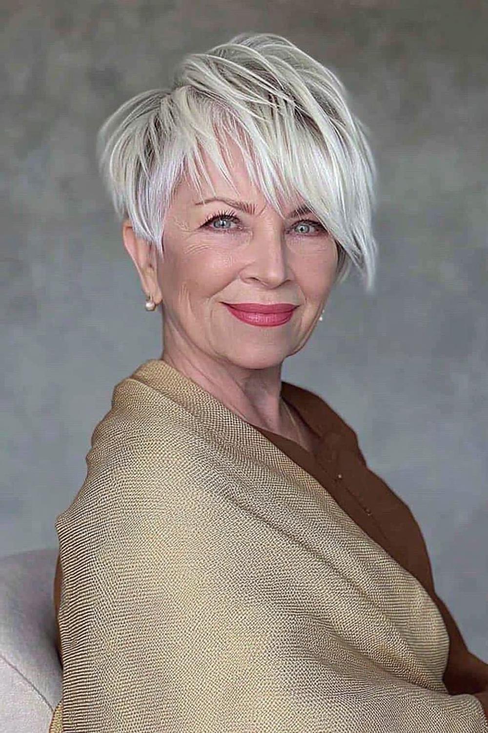 Platinblonder Seitenscheitel