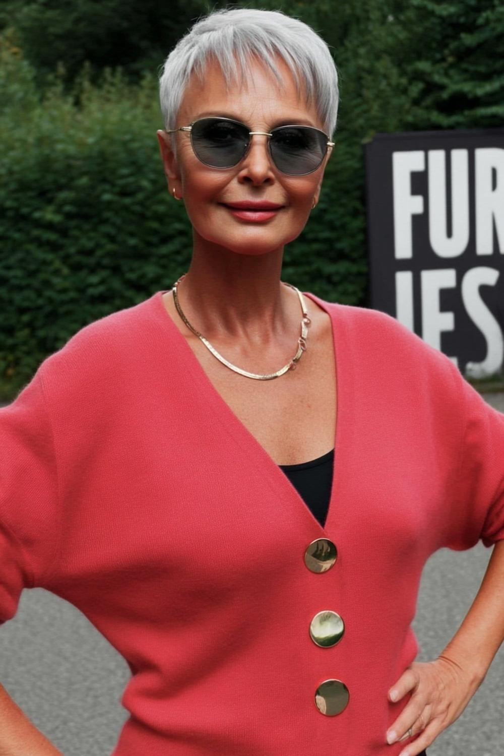 Rote Eleganz mit Sonnenbrille
