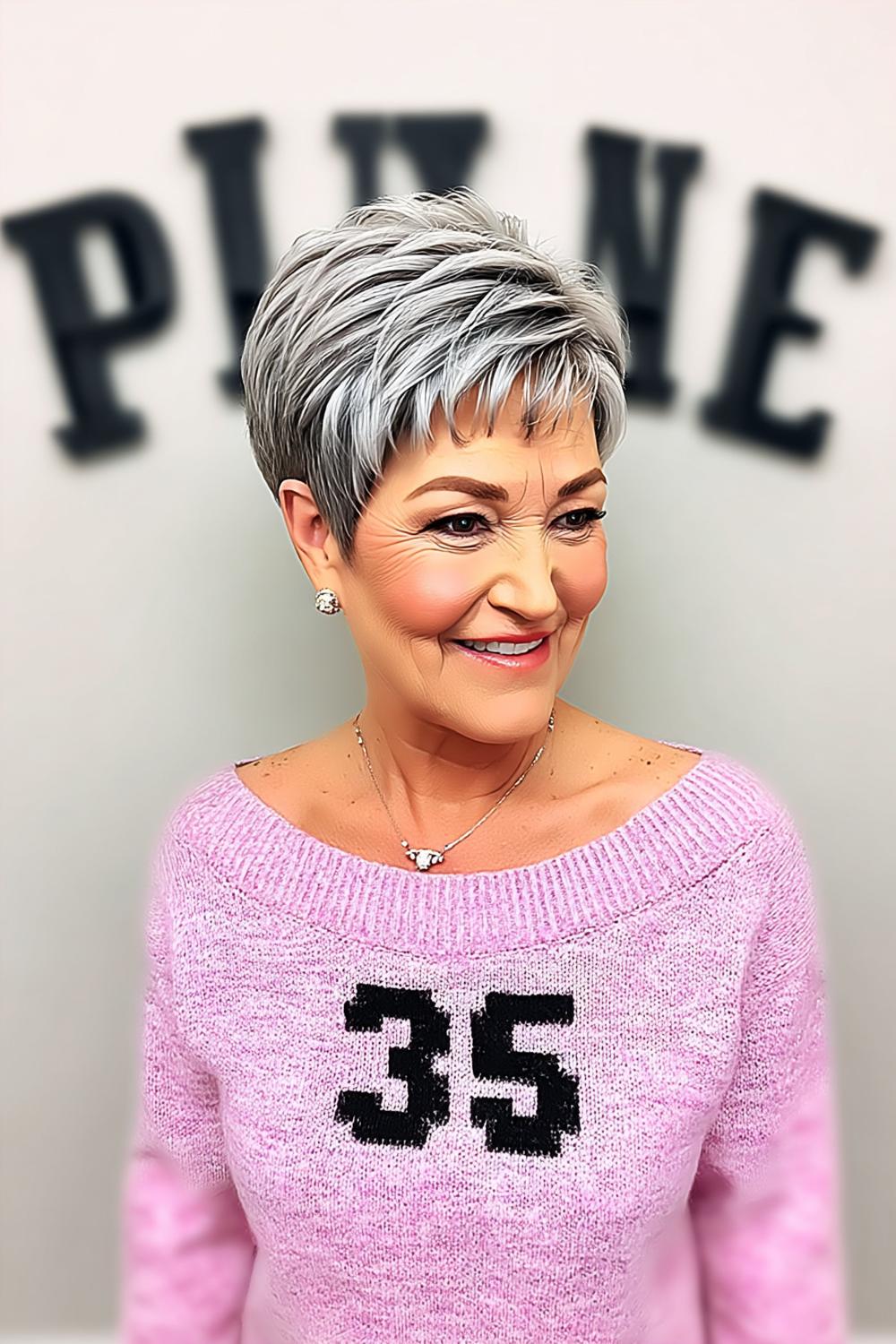 Rosa Pullover mit Schriftzug