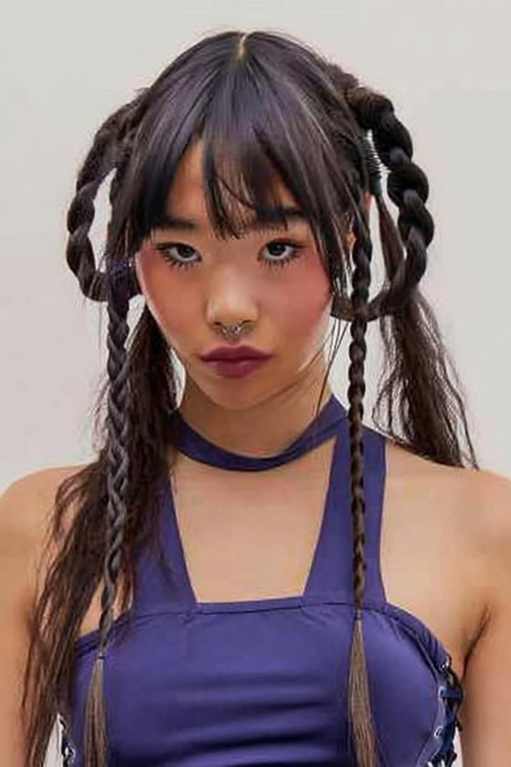 Geflochtene Pigtails mit Perlen