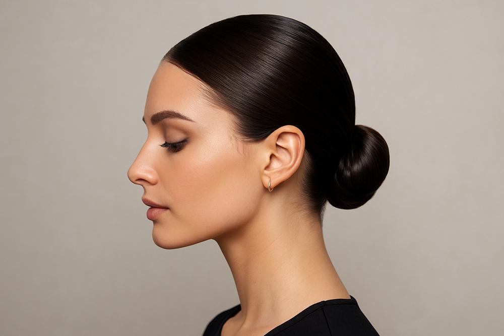 Minimalistischer Slick Back Topuz Look
