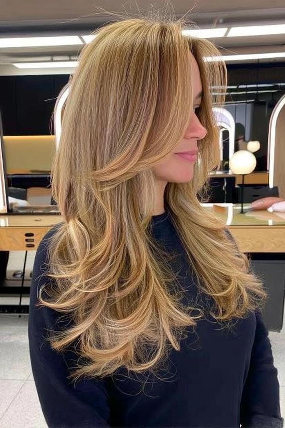 Stufen mit Curtain Bangs
