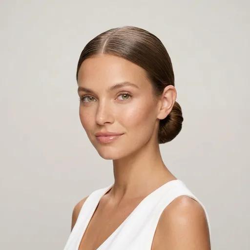 Sleek Bun mit präzisem Mittelscheitel